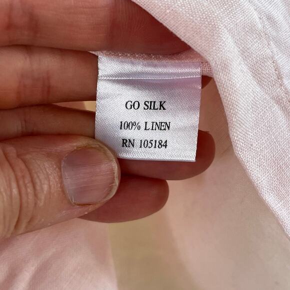 Go Silk Women's Light PInk 100% Linen Long Sleeve Button Down Shirt Size S - Picture 8 of 9